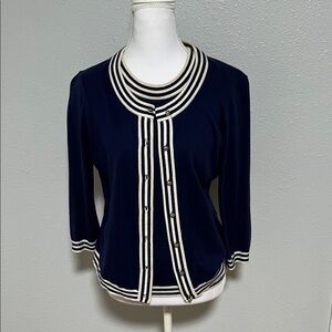 Kate Spade Navy & Cream Bow Sweater – Size Medium